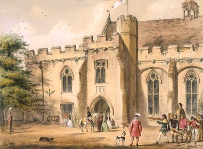 Crossbow practice, Penhurst Place, Kent, in the 17th century, from 